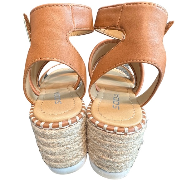 NWOB - SODA Natural Woven Platform Wedge Espadrille Sandals - Picture 3 of 5